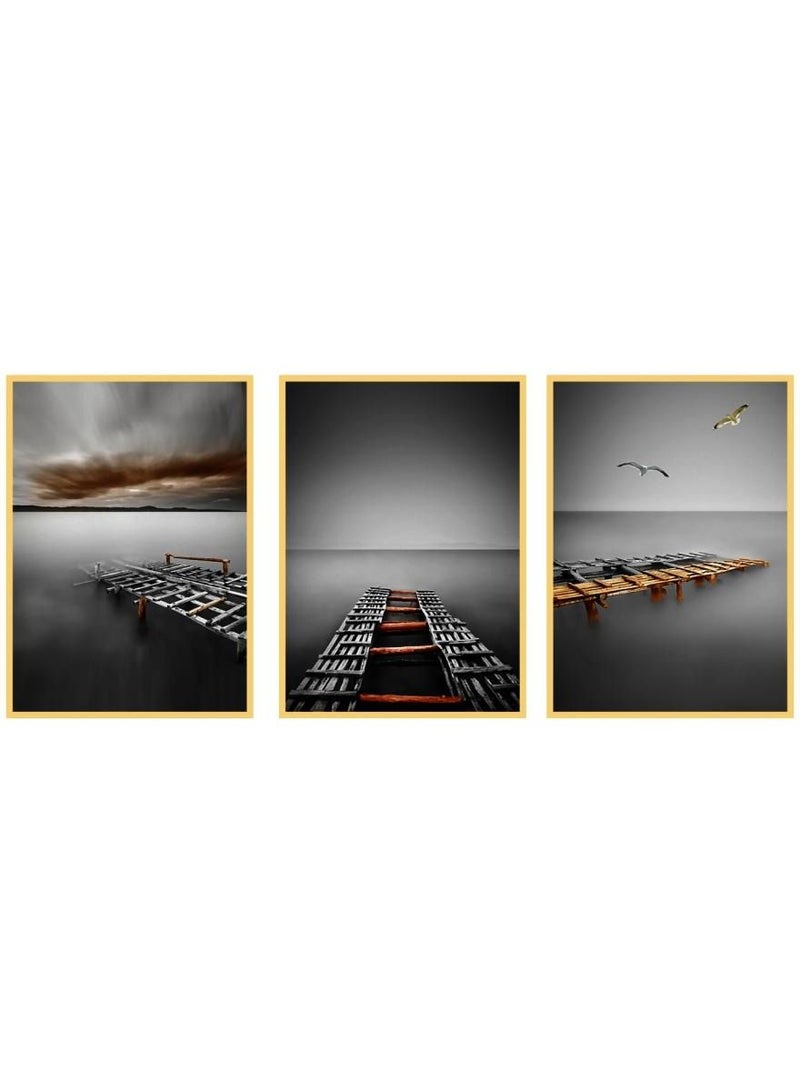 Alissa Premium Wall Art Painting Frames With Aluminium Gold Frame Living Room Home Wall Office Decoration - Image 1