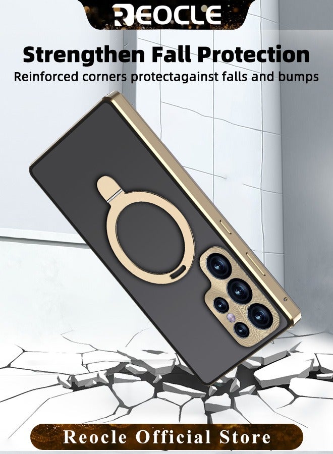 REOCLE Magnetic Phone Case Phone Cover Double-Sided Protection Metal Frame Phone Case with Invisible Magsafe Bracket for Samsung S22 Ultra - Image 5