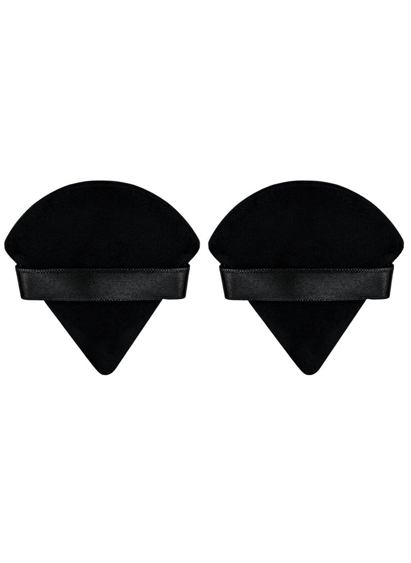 Flytianmy - 2Pcs Triangle Powder Puffs, Face Makeup Puff for Body Loose Powder Beauty Makeup Tool Black - Image 1