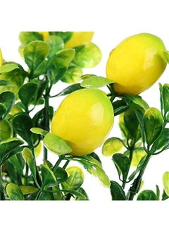 Generic 3Pcs Artificial Lemon Branch with Green Leaves Artificial Fruit Lemon Tree Greenery Decoration for Home Table Holiday Farmhouse Garden(14.17inch)  - Image 4