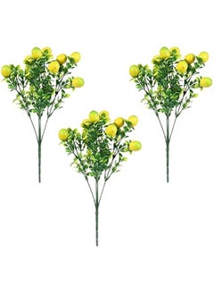 Generic 3Pcs Artificial Lemon Branch with Green Leaves Artificial Fruit Lemon Tree Greenery Decoration for Home Table Holiday Farmhouse Garden(14.17inch)  - Image 1