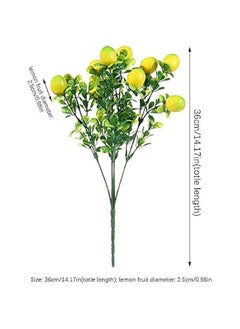 Generic 3Pcs Artificial Lemon Branch with Green Leaves Artificial Fruit Lemon Tree Greenery Decoration for Home Table Holiday Farmhouse Garden(14.17inch)  - Image 2