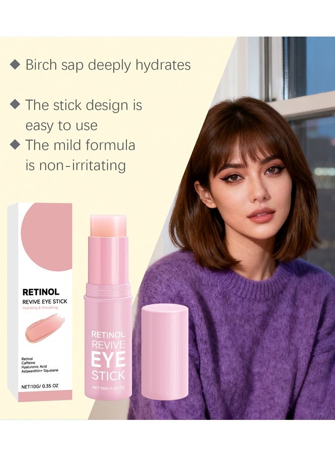 Eye Balm Stick, Retinol & Caffeine Under Eye Treatment Stick With Hyaluronic Acid & Collagen, Hydrating Smooth Fine Lines Depuffing Dark Circles Gentle Eye Cream For Sensitive Skin - Image 2