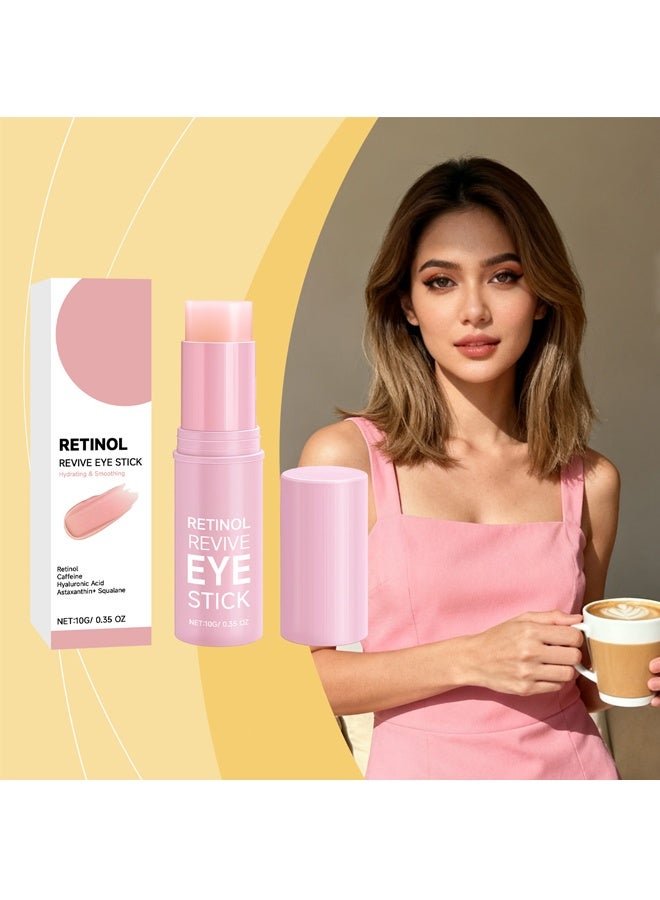 Eye Balm Stick, Retinol & Caffeine Under Eye Treatment Stick With Hyaluronic Acid & Collagen, Hydrating Smooth Fine Lines Depuffing Dark Circles Gentle Eye Cream For Sensitive Skin - Image 3