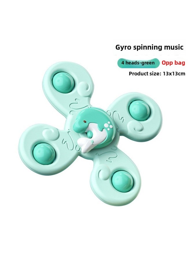 Infants Can Bite Soft Rubber Hand-held Ball Rattle Toys To Learn The Rainbow Plug Plug Plug Pull Pull Pull Baby Toys-Color:[4 Green Heads] Suction Cup Zhuanzhuanle-opp Bag 45g - Image 1