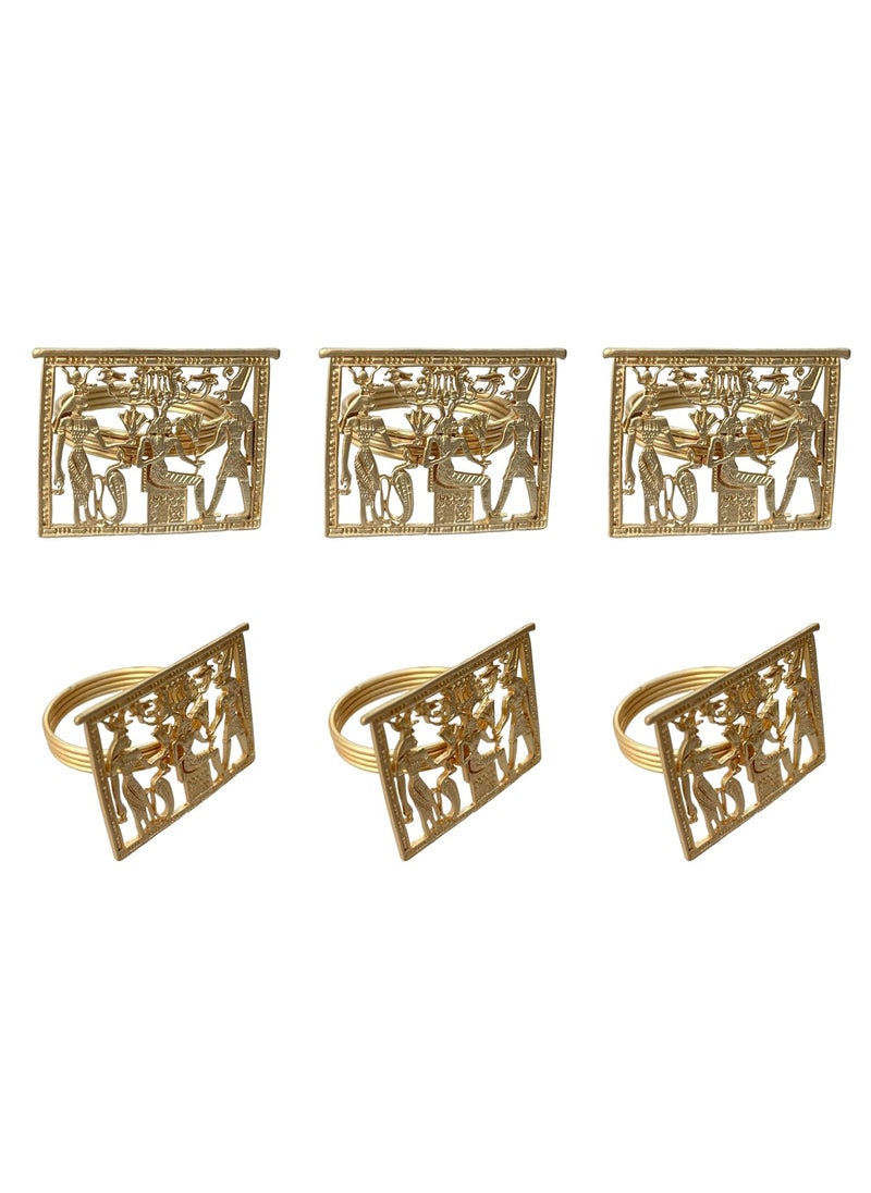 FURE Ancient Egyptian Napkin Rings Matt Golden Set of 6
