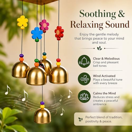 VIKACRAFT Wind Chimes for Home Decor | Vastu Wind Chime for Positive Energy & Good Luck | Soothing Sound Hanging for Balcony, Entrance & Living Room | Premium Metal Bells | Housewarming Gift - Image 4