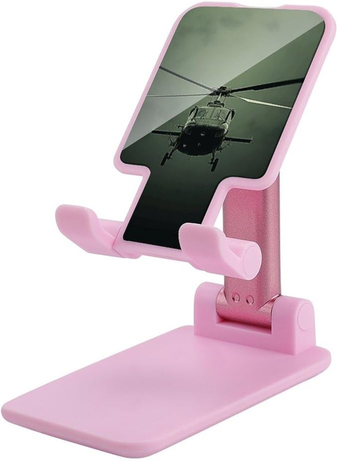 Foldable Cell Phone Stand Adjustable Angle Height Desktop Phone Holder Portable Helicopter Cellphone Cradle Compatible with All Smartphone Pink-Style - Image 1