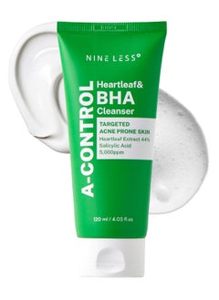 NINELESS AControl Heartleaf  BHA Cleanser  Gentle Exfoliating Foam with Salicylic Acid for Clear Skin  Korean Face Wash Blackhead Remover Deep Pore Cleansing 405oz 