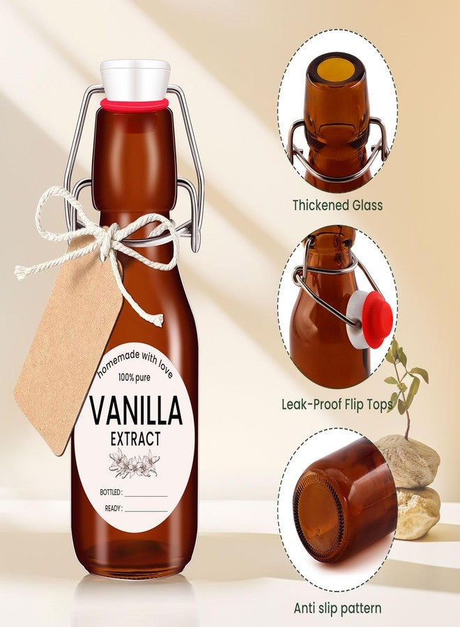Easytle 24 Pack 4 oz Swing Top Glass Bottles Amber Flip Top Glass Bottles Vanilla Extract Bottle with Airtight Lid Flip Top Beer Brewing Bottle for 2nd Fermentation Vanilla Extract Kombucha Beverage Soda - Image 3