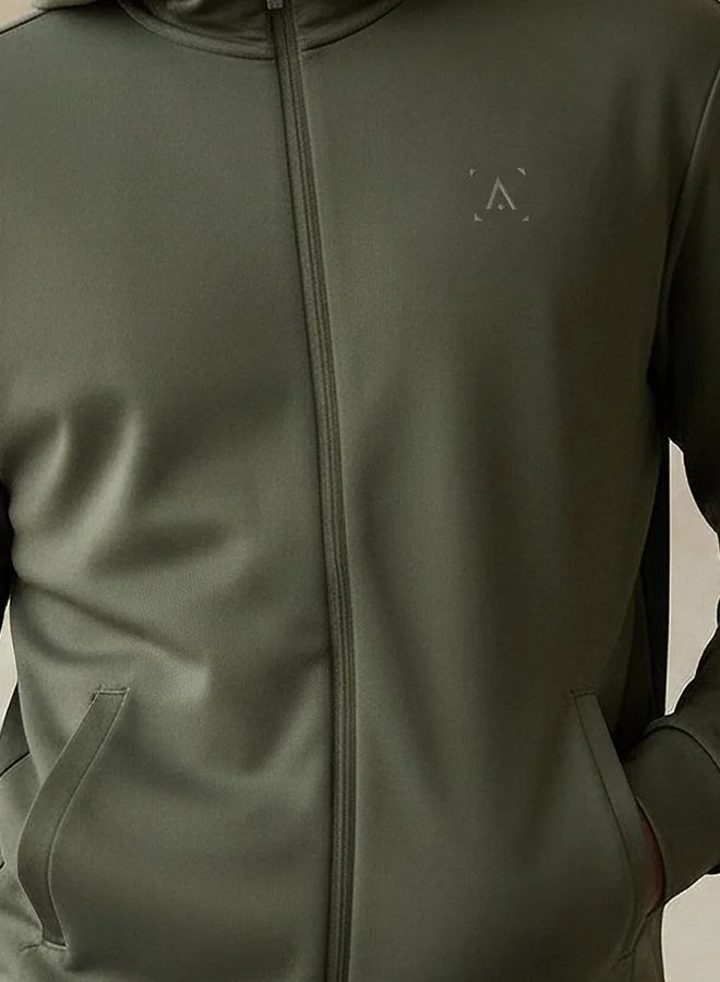 Splash Active Green Men Performance Zip Through Hooded Jacket for Men | Best Price UAE