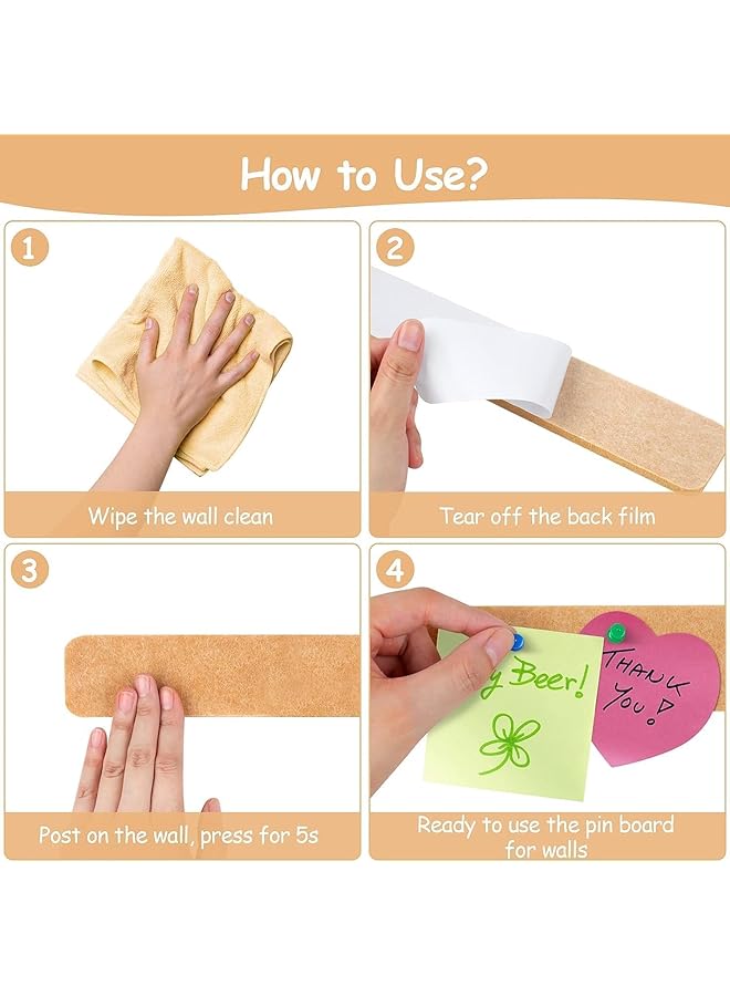 erorex Board Bar Strips Brown Self Adhesive Felt Pin Board Bar Strips Notice Board Cork Board With 35 Push Pins Bulletin Board For Paste Notes Photos Schedules Office Decor - Image 4