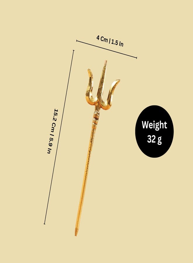 Putrika Brass Trishul for Pooja 6 Inch |Shiv Trident for Temple Décor|Pital Golden Finish Lord Shiva Trishul |Brass Trident Stick for Mandir|Hindu Religious Pooja Item (32g)-Small(Insert SOOLAM) - Image 3
