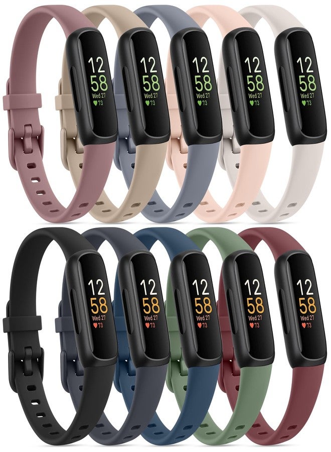 عبوة من 10 أحزمة Fitbit Inspire 3 - أحزمة رياضية بديلة قابلة للتعديل من السيليكون الناعم للنساء والرجال (عبوة من 10 أحزمة أ) - Image 1
