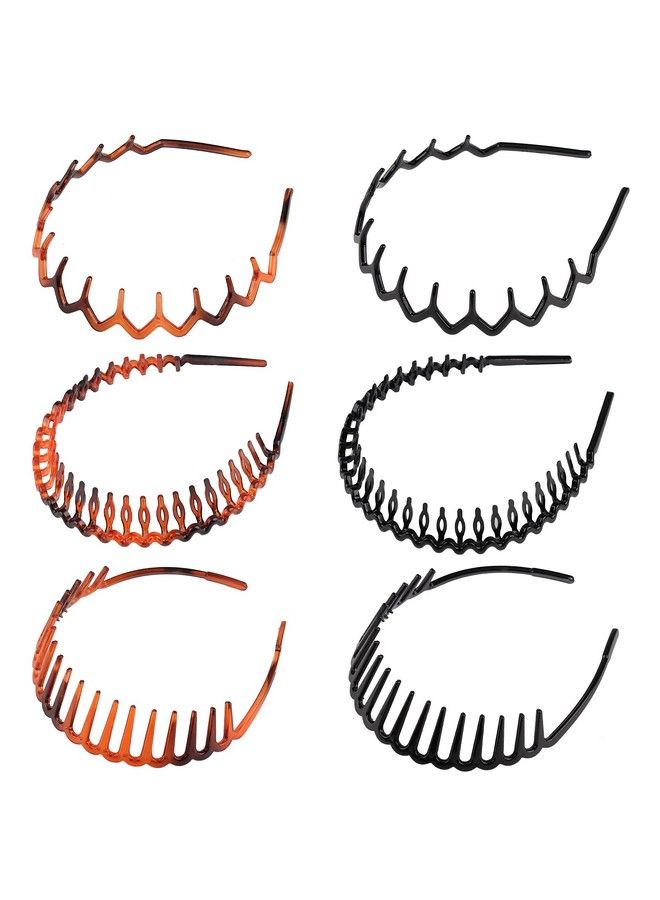 BAHABY 6 Pack Zig Zag Shark Tooth Hair Comb Headbands For Women Plastic Plain Hair Bands Hair Hoop Hair Accessories For Women  - Image 1