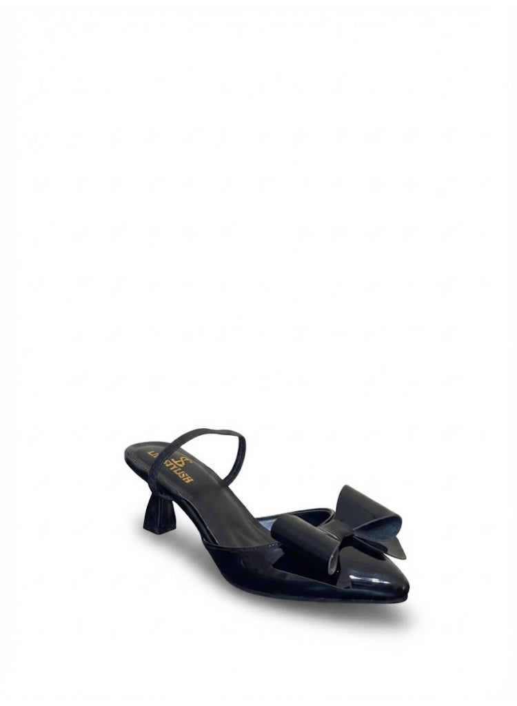 LIFESTYLISH Shoes Heels Leather With Elastic And Bow F-610 - Black - Image 2