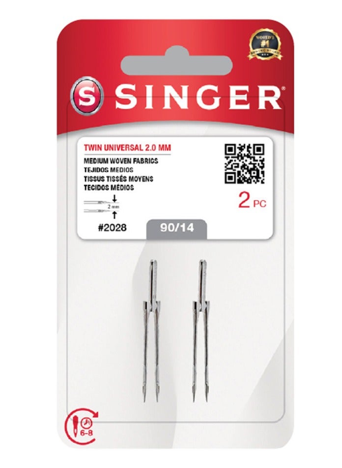 SINGER DECORATIVE TWIN NEEDLE SIZE 2MM (90/14) (PACK OF 2 NEEDLE) BRAZIL
