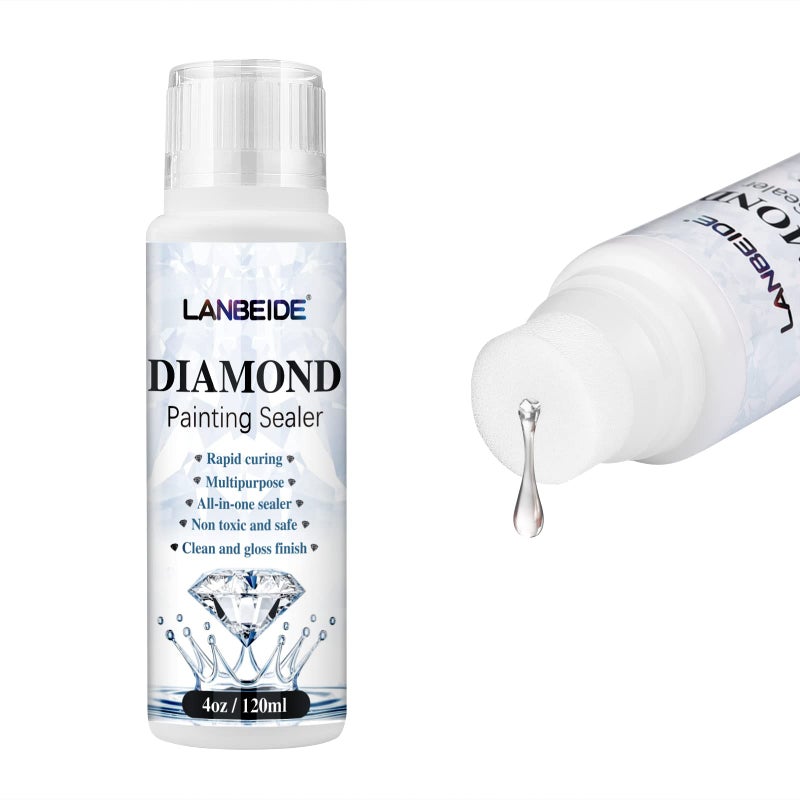 LANBEIDE Diamond Sealer 120ML 5D Diamond Glue Permanent Hold  Shine Effect Sealer for Painting  Puzzle Glue 4 OZ