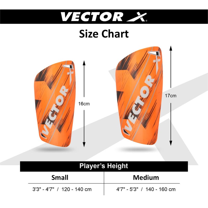 Vector X VRX7 Shin Guard Colourful Protective Football Shin Guard - Orange - Image 3