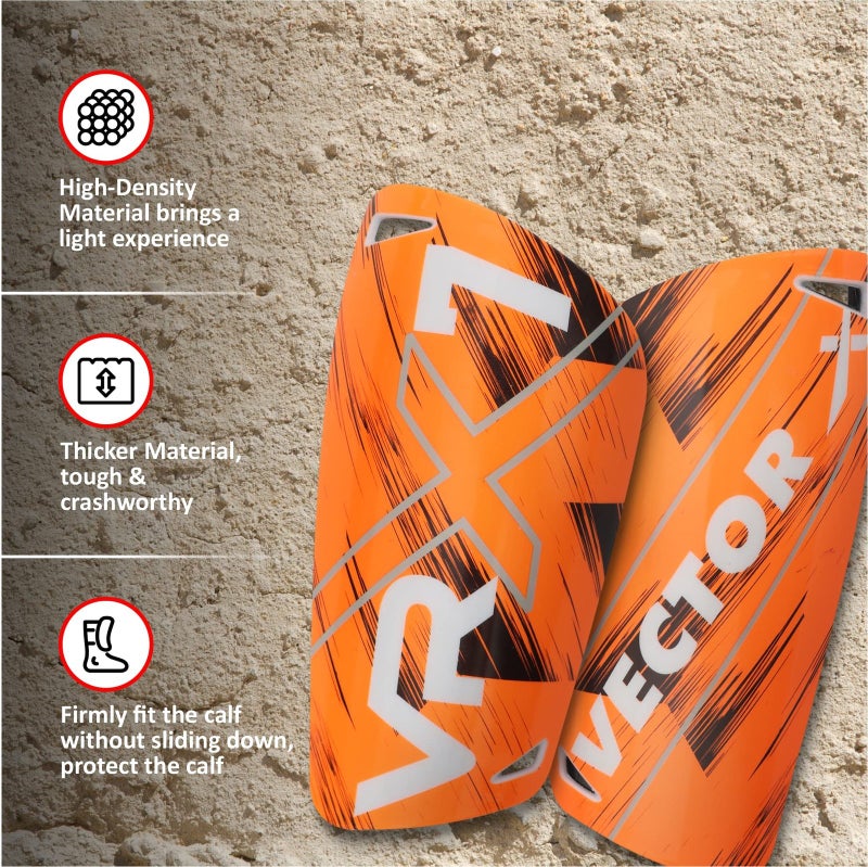 Vector X VRX7 Shin Guard Colourful Protective Football Shin Guard - Orange - Image 4