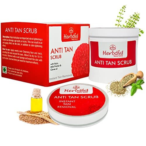 Herbdiva Anti Tan Face Scrub 250ML | Enriched With Clove Oil & Milk Protein | For Instant Tan Removal, Beauty Forever - Image 1