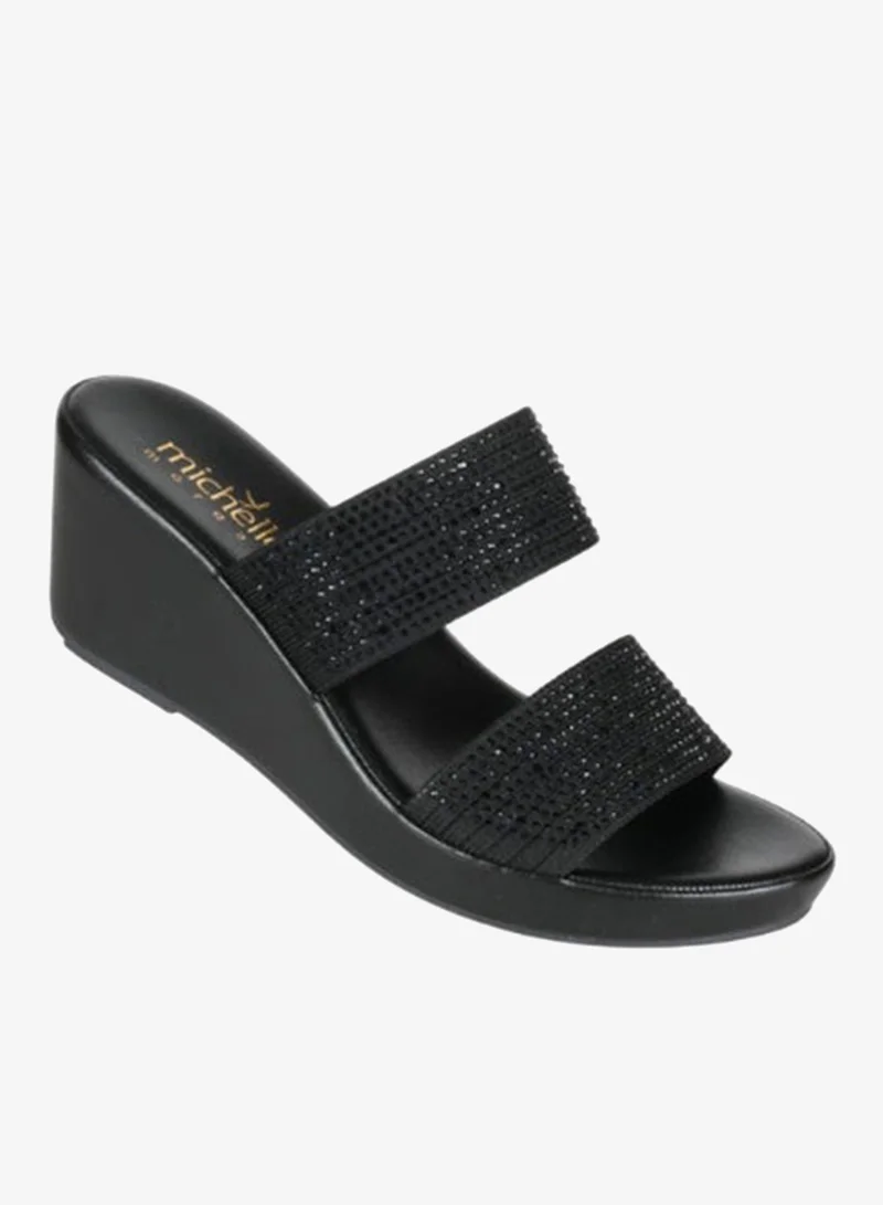 Michelle Morgan 092-3004 Michelle Morgan Ladies Wedge Sandals4RC012 Black