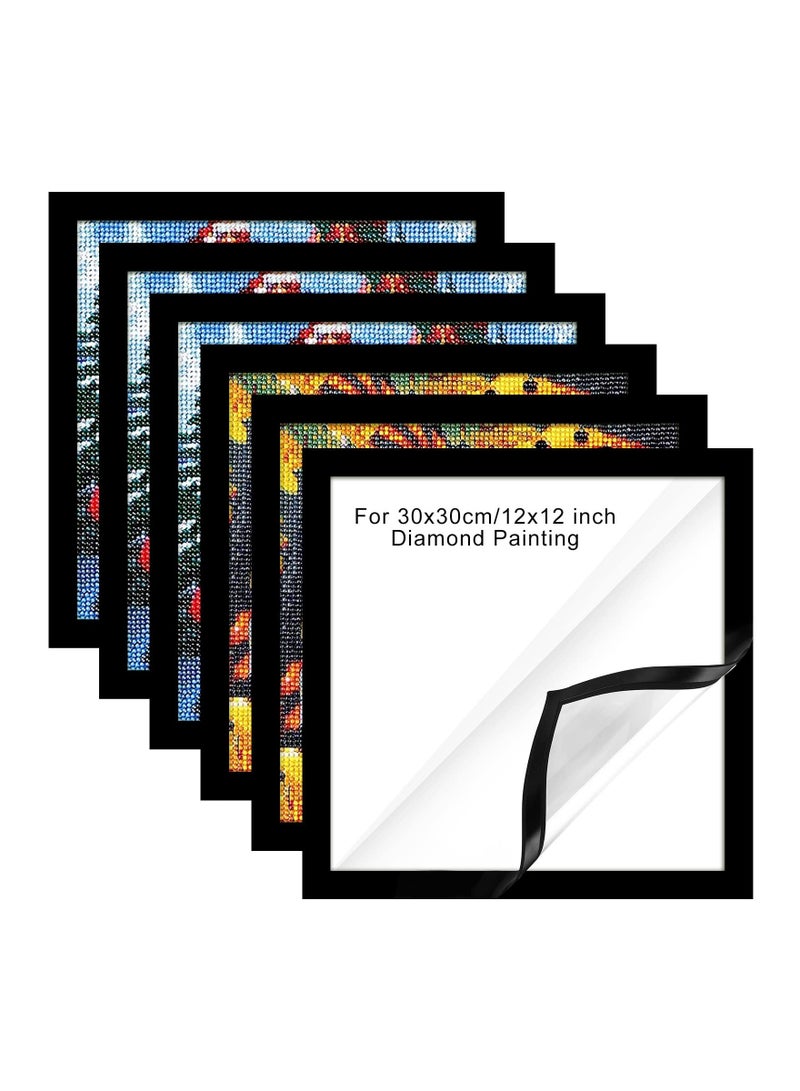 إطارات فنية ماسية SYOSI من 6 قطع، إطار صور مغناطيسي، إطارات بحجم 12 × 12 إنش، إطارات فنية ماسية ذاتية اللصق لعرض الصور في المنزل أو المكتب أو على الجدران. - Image 1