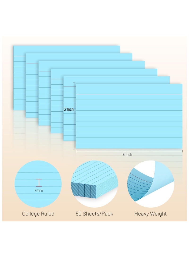 Generic 300 pcs Ruled Blue Index Cards, Flash Cards College Ruled for School, College, Office and Home Organization, Durable Study To Do List Note Cards with Ruled Lines 7.6 x 12.7 cm  - Image 2