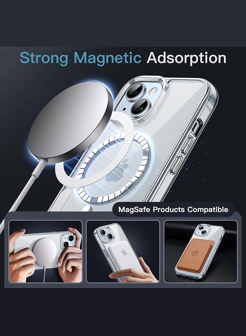 Theodor Magnetic Case for iPhone 15 Plus 6.7-inch Compatible with MagSafe Wireless Charging, Shockproof Phone Bumper Cover, Anti-Scratch Clear Back (Clear) - Image 3