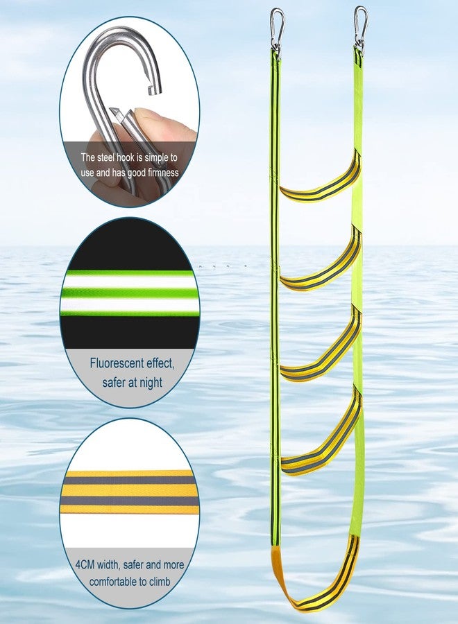 Emsiok Boat Rope Ladder 5 Step Extra Long Portable Boat Ladders Extension Green Marine Climbing Rope Ladders Assist Boats Folding Ladder for Kayak Pontoon Canoeing Inflatable Boats - Image 4