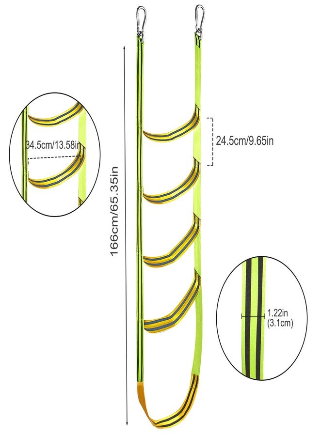 Emsiok Boat Rope Ladder 5 Step Extra Long Portable Boat Ladders Extension Green Marine Climbing Rope Ladders Assist Boats Folding Ladder for Kayak Pontoon Canoeing Inflatable Boats - Image 2