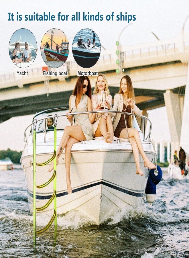 Emsiok Boat Rope Ladder 5 Step Extra Long Portable Boat Ladders Extension Green Marine Climbing Rope Ladders Assist Boats Folding Ladder for Kayak Pontoon Canoeing Inflatable Boats - Image 5