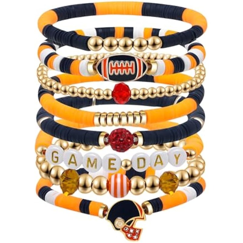Game Day Football Charm Bracelet: Stackable Sports Jewelry for Moms & Dads - Perfect for Football Fans - Image 1