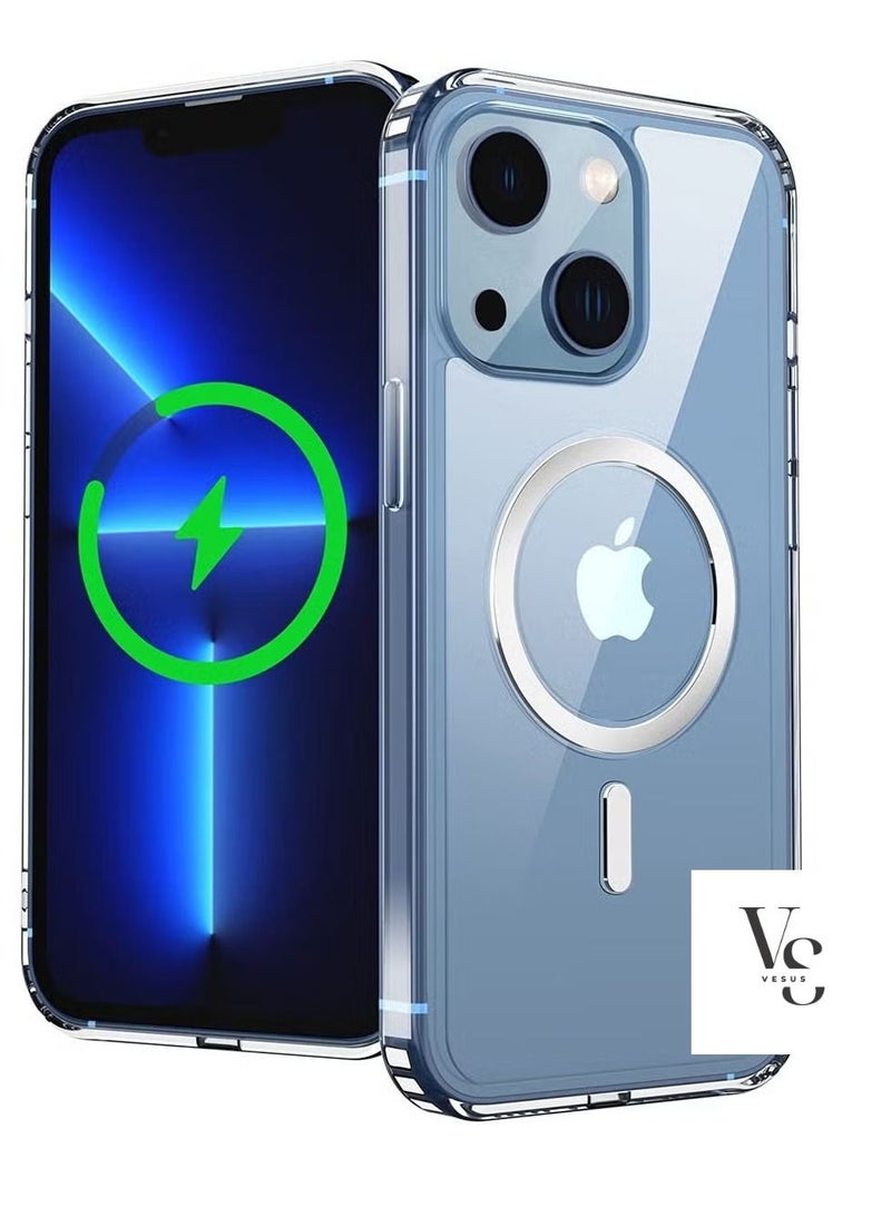 vesus Magnetic Case with Built in Magnets Compatible with Magsafe Crystal Clear Slim TPU Hard Back Cover for Apple iPhone 14 6.1inch 2022 Released Clear 