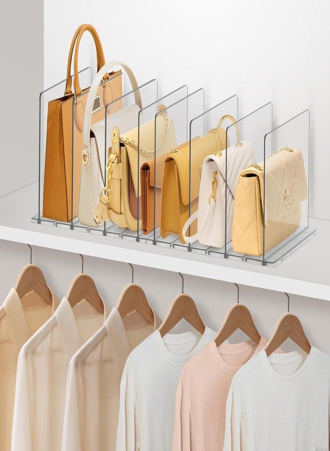 DoubleCare Adjustable Purse Organizer for Closet, Clear Handbag Organizers for Closets, Purse Bag Dividers for Closet, Purse Holder, Bookshelf for Bedroom, Office,8LAYER… - Image 1