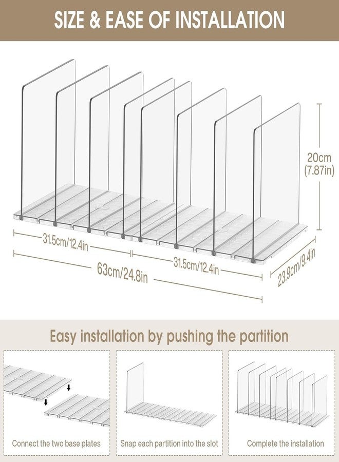 DoubleCare Adjustable Purse Organizer for Closet, Clear Handbag Organizers for Closets, Purse Bag Dividers for Closet, Purse Holder, Bookshelf for Bedroom, Office,8LAYER… - Image 2
