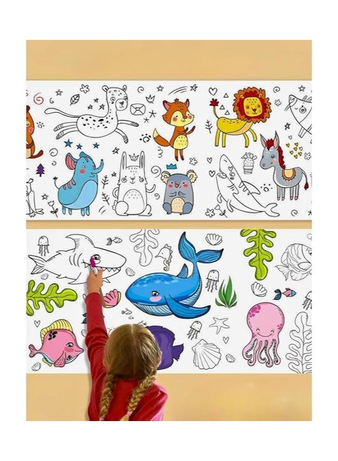 Kids Drawing Paper Roll, Large Coloring Poster for Kids, Stickable Drawing Paper, DIY Art Board, Perfect Classroom Gift. Protect your wall with Kids Drawing Paper Roll, Large Coloring Poster 30cm x 3m for Toddlers, Perfect Gift for Home, Classroom, or Birthday Party, 1 Pack - Image 1