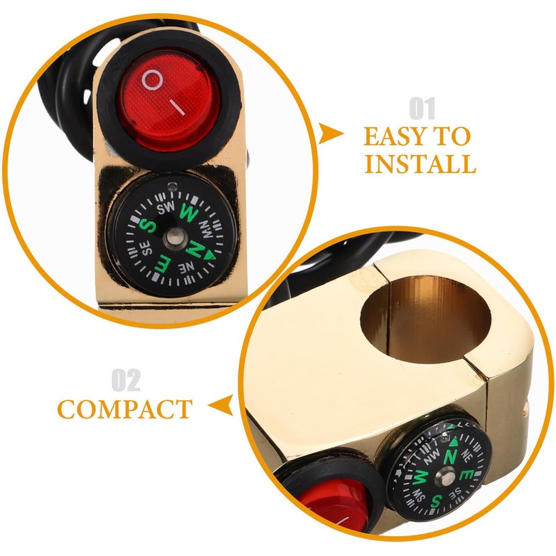 Aluminum Alloy Motorcycle Handlebar Switch Assembly With Compass Dual Flash High Low Beam Control - Image 4