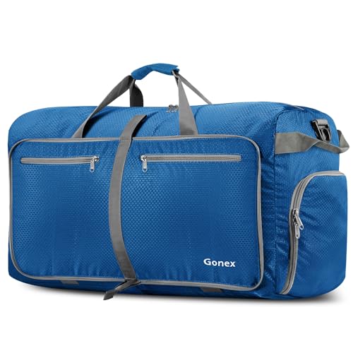 Gonex 150L Large Foldable Travel Duffle Bag with Shoes Compartment, Packable Lightweight Water Repellent Duffel Bag for Camping Gym Weekender Bag Deep Blue - Image 1