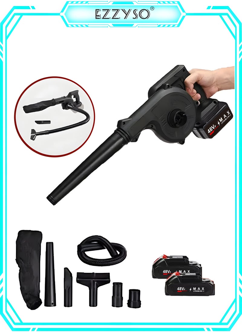 EzzySo - Cordless Leaf Blower Vacuum with 2 Battery and Charger 48V Leaf Blower Cordless Lightweight Mini Cordless Leaf Vacuum Handheld Electric Blowers for Lawn Care Dust Pet Hair - Image 1