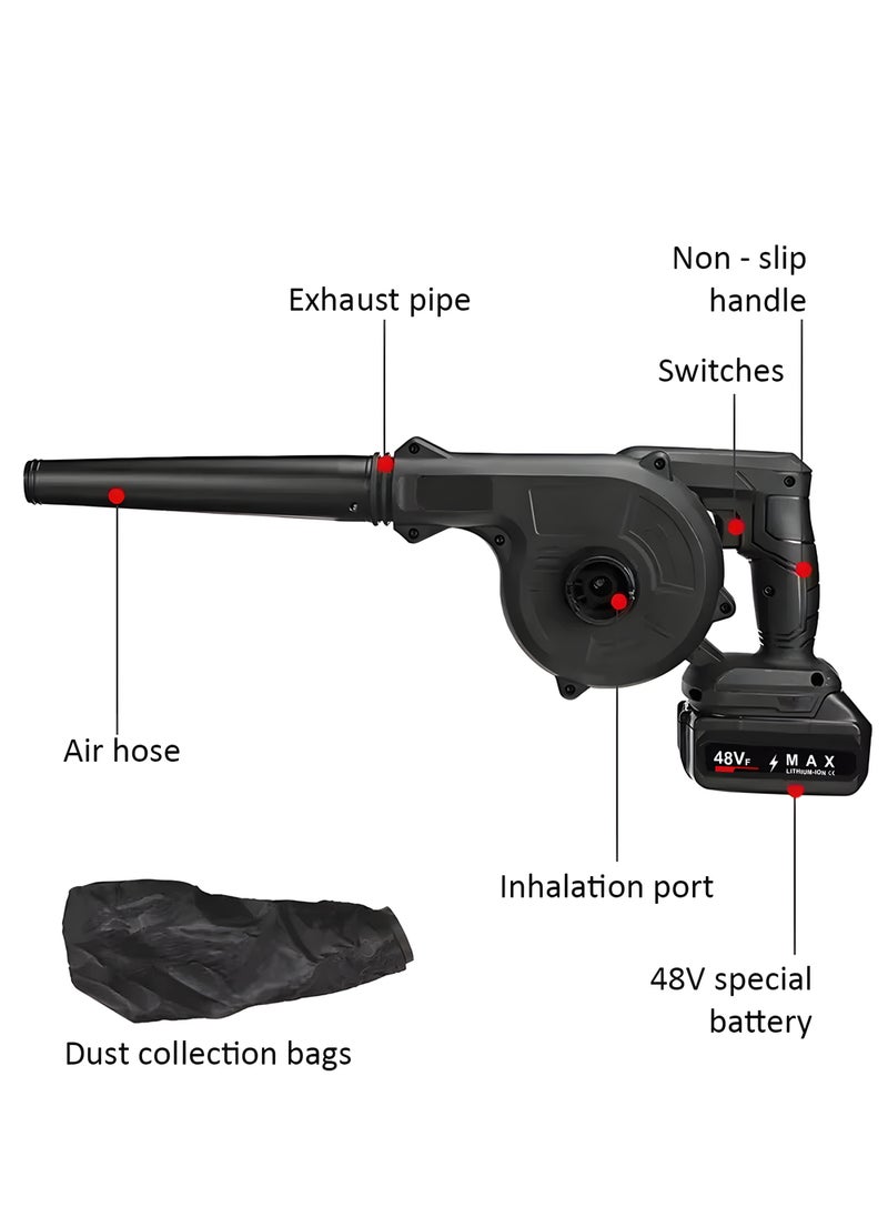 EzzySo - Cordless Leaf Blower Vacuum with 2 Battery and Charger 48V Leaf Blower Cordless Lightweight Mini Cordless Leaf Vacuum Handheld Electric Blowers for Lawn Care Dust Pet Hair - Image 1
