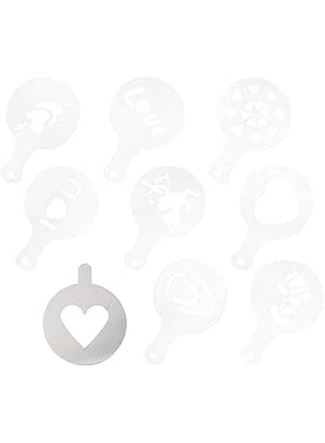 9 Pcs Reusable Coffee Stencils For Latte Art Cappuccino Baking DIY Decorating Templates - Image 1