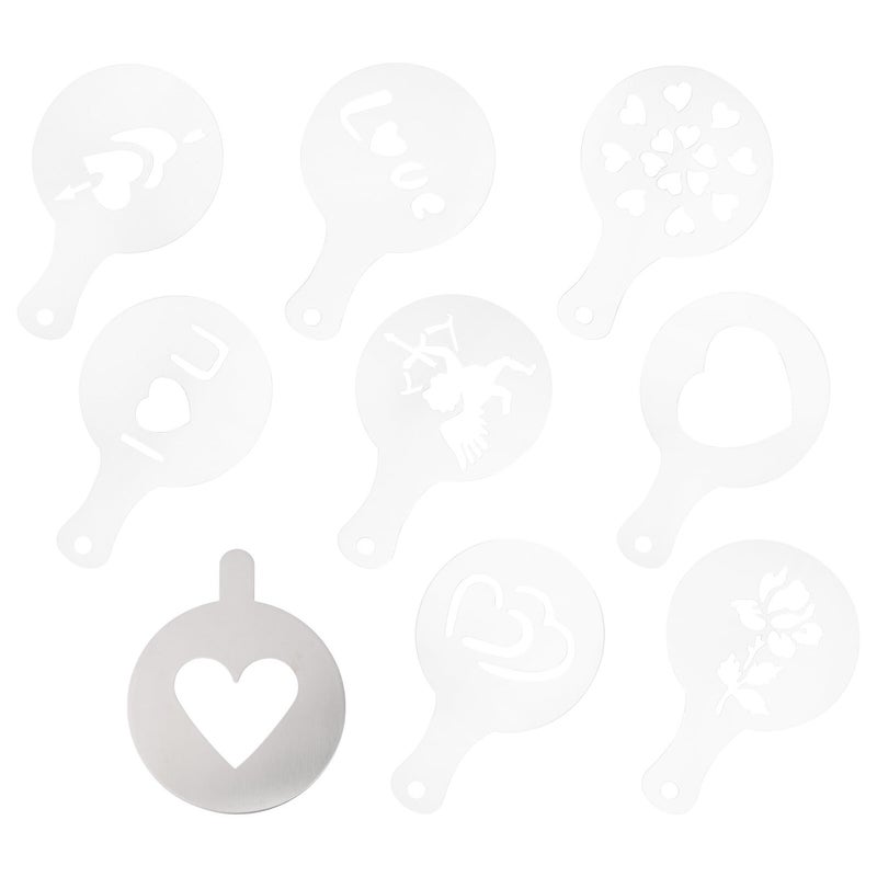 9 Pcs Reusable Coffee Stencils For Latte Art Cappuccino Baking DIY Decorating Templates - Image 2