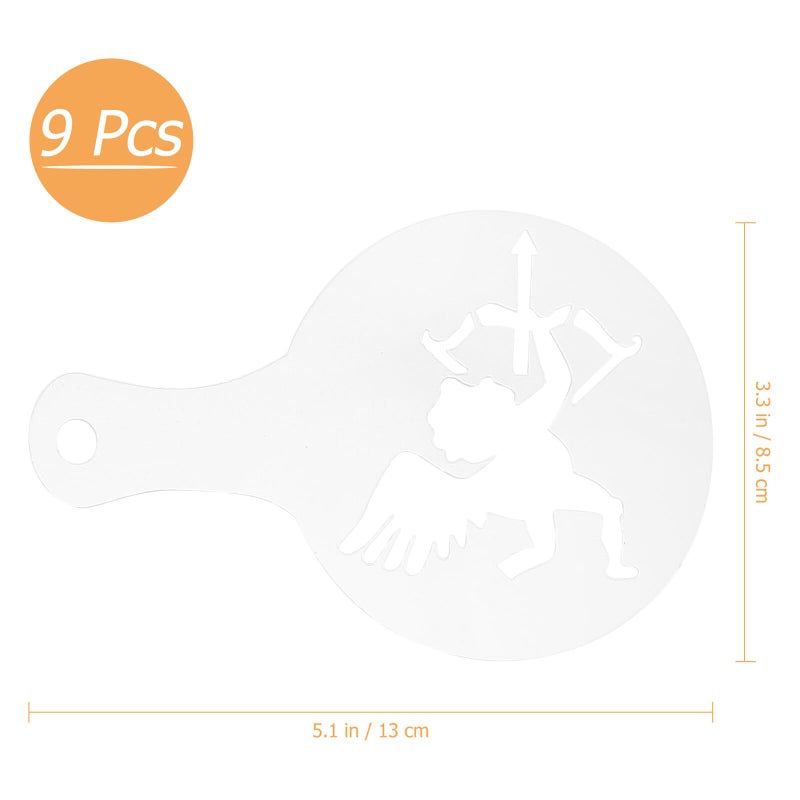 9 Pcs Reusable Coffee Stencils For Latte Art Cappuccino Baking DIY Decorating Templates - Image 3