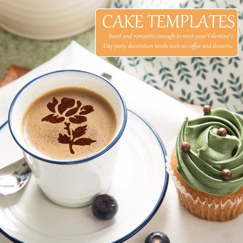 9 Pcs Reusable Coffee Stencils For Latte Art Cappuccino Baking DIY Decorating Templates - Image 5