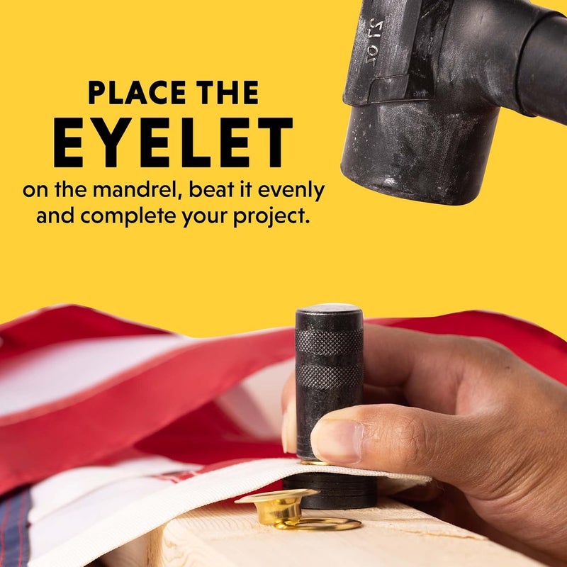 General Tools 71264 Brass Grommet Kit with 12 Solid Grommets and Hole Cutter, 1/2-Inch - Image 4