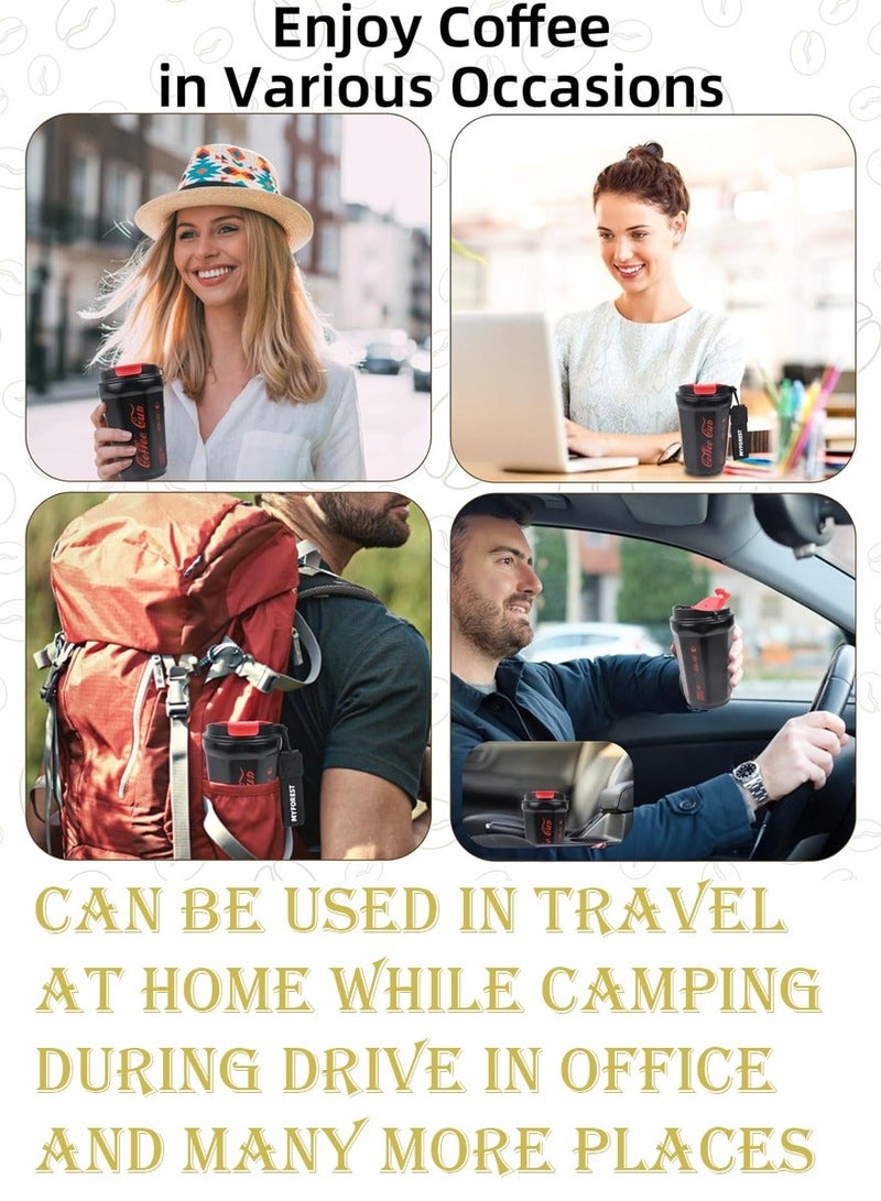 قطوب أزياء فنجان القهوة في الهواء الطلق في المكتب ، والقيادة ، نزهة - 400 مل معزول الفولاذ المقاوم للصدأ الأسطوانة السفر ، والمشروبات الباردة والساخنة ، مع تغطية الأشرطة عالية الجودة فنجان القهوة - Image 5