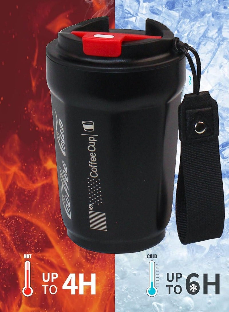 قطوب أزياء فنجان القهوة في الهواء الطلق في المكتب ، والقيادة ، نزهة - 400 مل معزول الفولاذ المقاوم للصدأ الأسطوانة السفر ، والمشروبات الباردة والساخنة ، مع تغطية الأشرطة عالية الجودة فنجان القهوة - Image 4