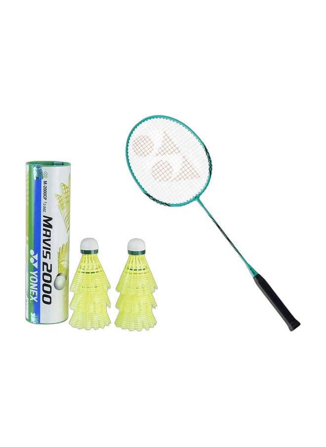 Yonex B 4000 Mint Ug4 + Mavis 2000 Green Cap Slow Badminton Shuttlecock 6 Pack, Yellow Pack  - Image 1