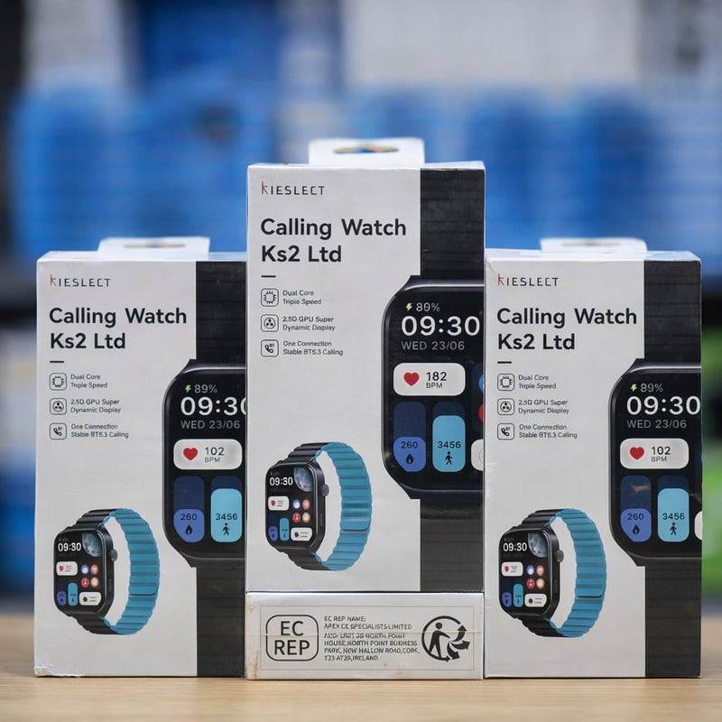 Ks2 LITE Smart Watch for Calls with 1.8" AMOLED Display, Blue Metal Strap, Waterproof Health Monitoring, Perfect Gift for Men & Women, BT Calling Smartwatch